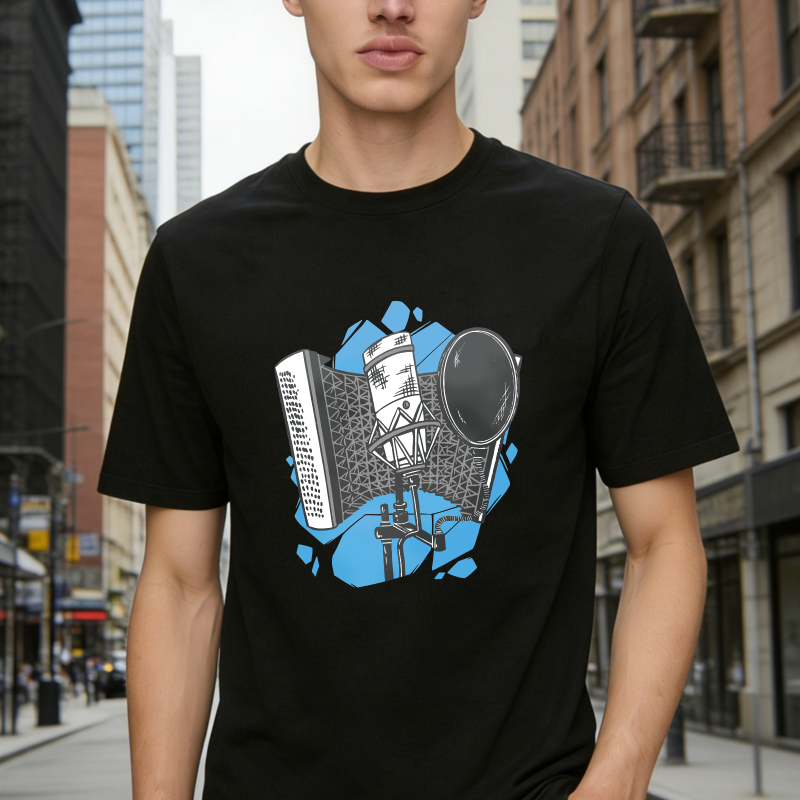 Microphone And Music Sheet Studio Recording Graphic Unisex Classic T-shirt