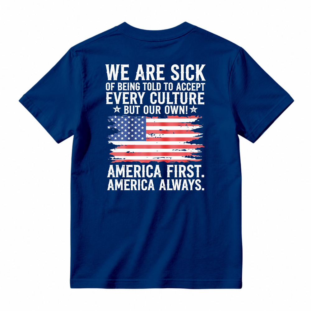 America First America Always Patriotic Flag Graphic T-shirt