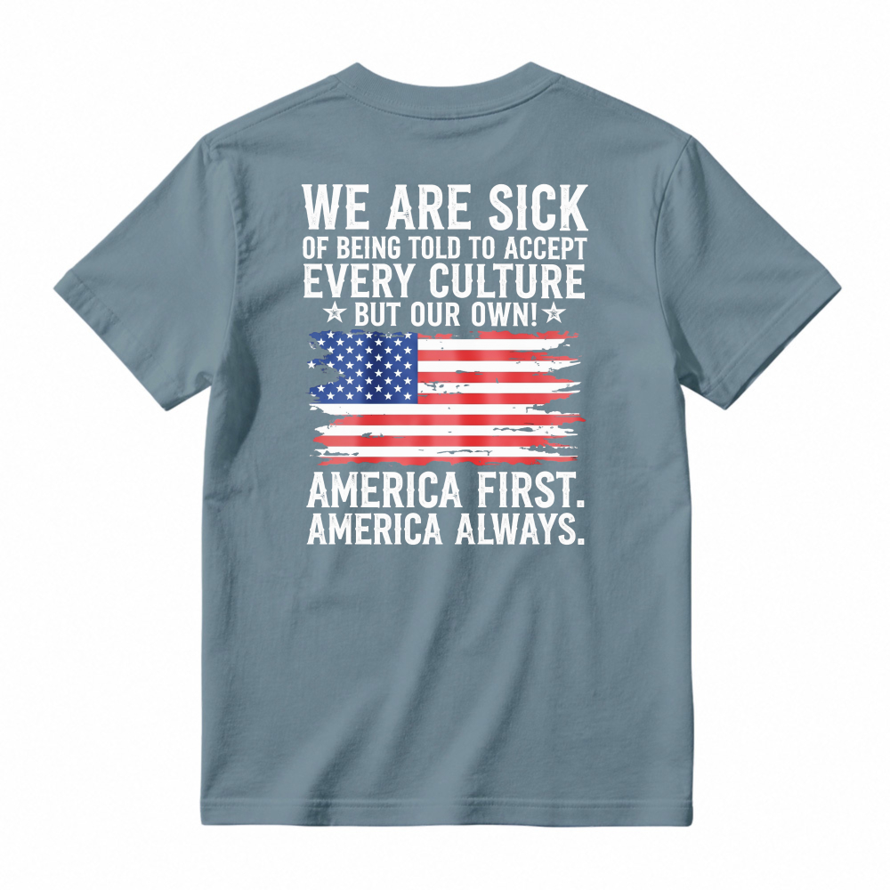 America First America Always Patriotic Flag Graphic T-shirt