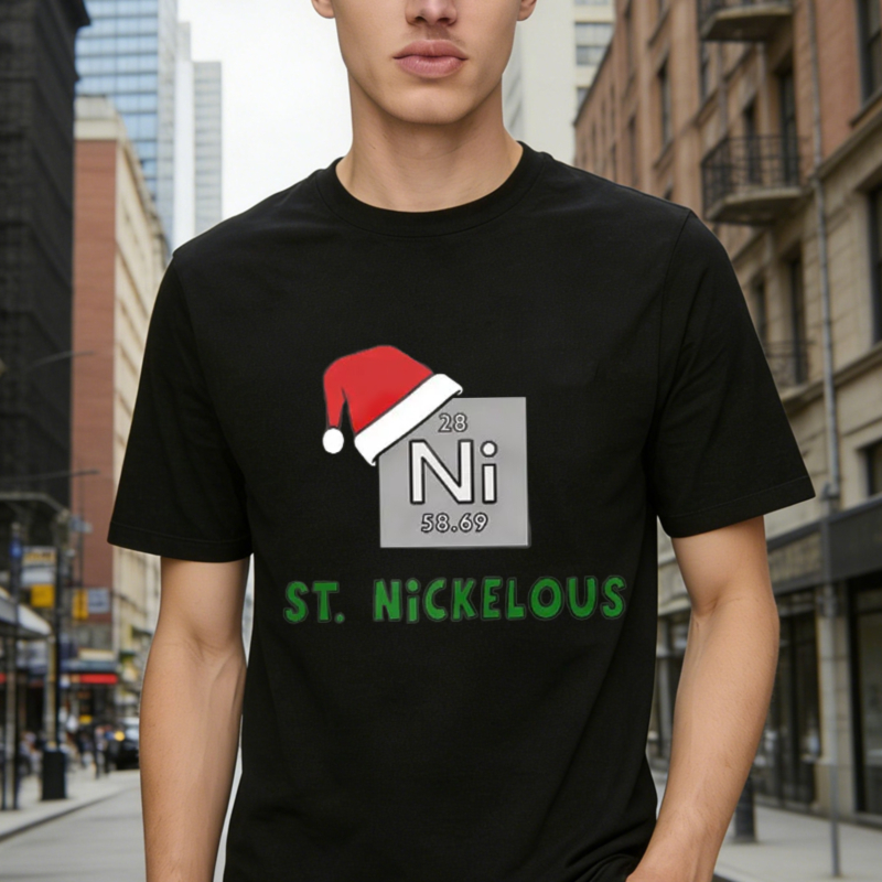 St Nickelerous Nickel Element Santa Hat Chemistry Pun Graphic T-shirt