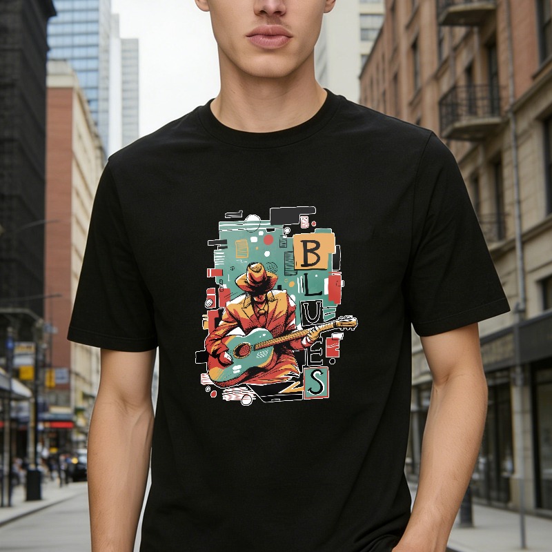 Blues Guitarist Musician Retro Collage Art Unisex Classic T-shirt