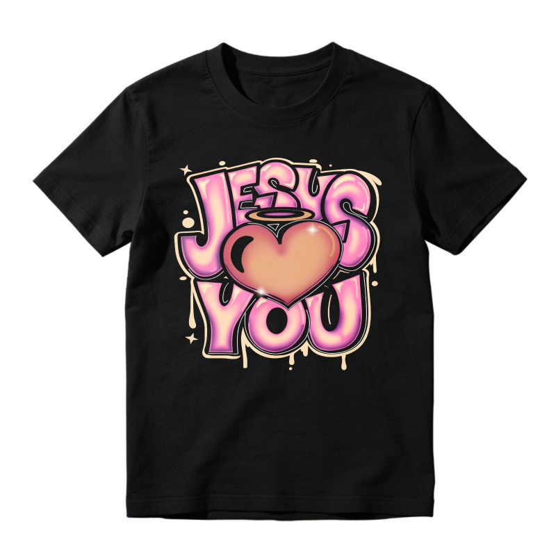 Jesus Loves You Heart Halo Graffiti Art Unisex Classic T-shirt