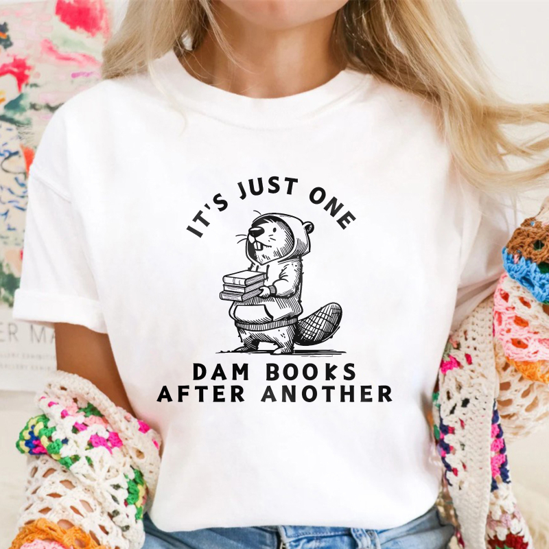 Cute Beaver Holding Books It's Just One Dam Books After Another Funny Reading Lover Graphic, Unisex Classic T-shirt