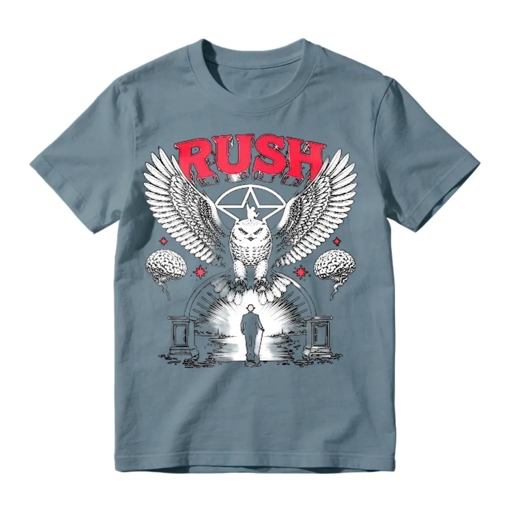 To Honor Rush Band Vintage Rock Owl Wings Pentagram Silhouette Unisex Classic T-shirt