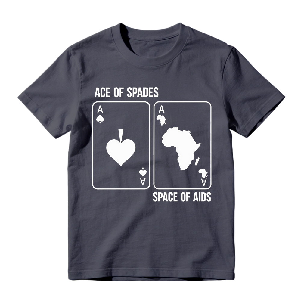 Ace of Spades Space of Aids Graphic T-Shirt - Black Humor Playing Card Parody Tee