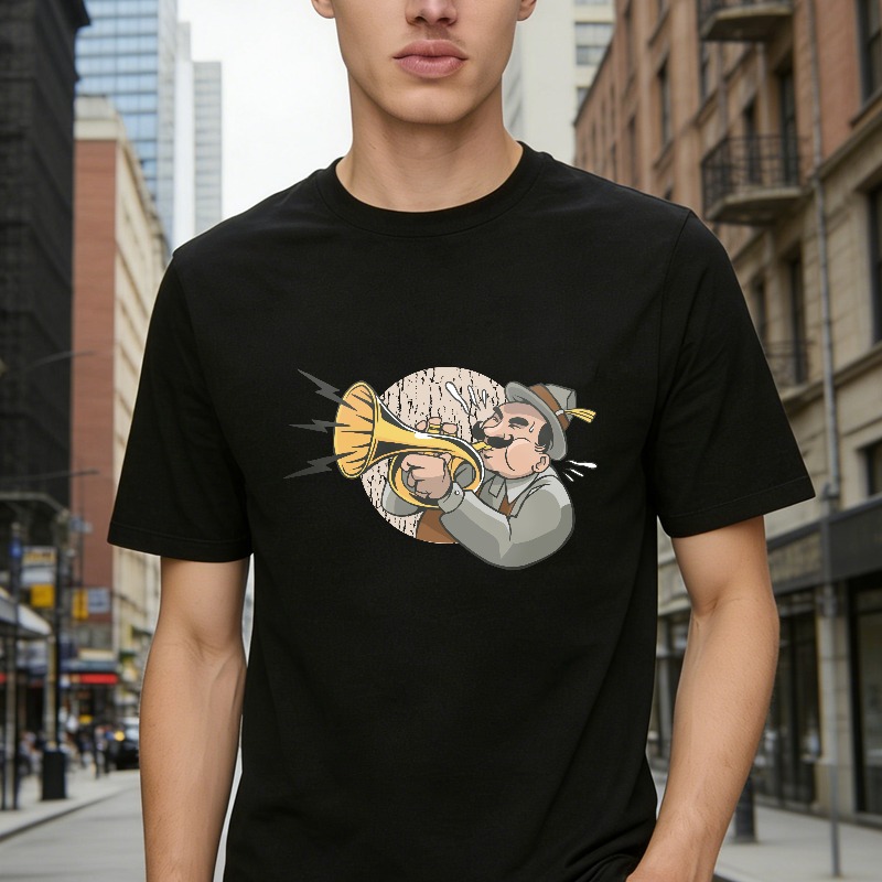 Cartoon Man Playing Trumpet Musical Instrument Graphic Unisex Classic T-shirt