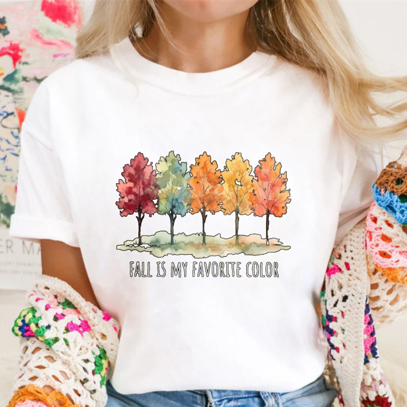 Autumn Trees Watercolor Fall Is My Favorite Color Graphic T-shirt