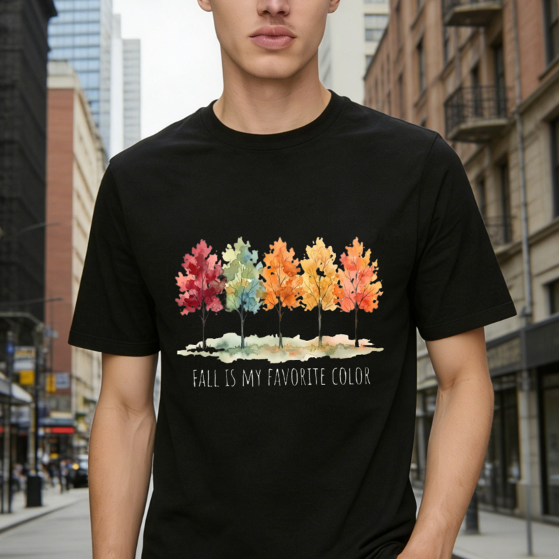 Autumn Trees Watercolor Fall Is My Favorite Color Graphic T-shirt