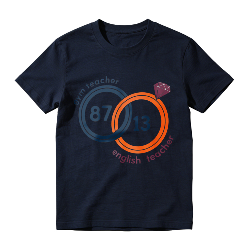 Gym Teacher And English Teacher Interlocking Rings With Numbers 87 And 13 And Purple Gem Unisex Classic T-shirt