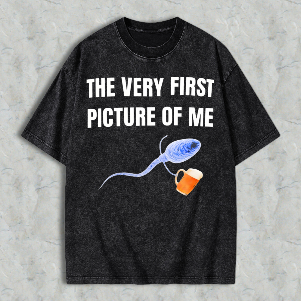 Sperm Holding Coffee Cup The Very First Picture Of Me Funny Washed T-shirt