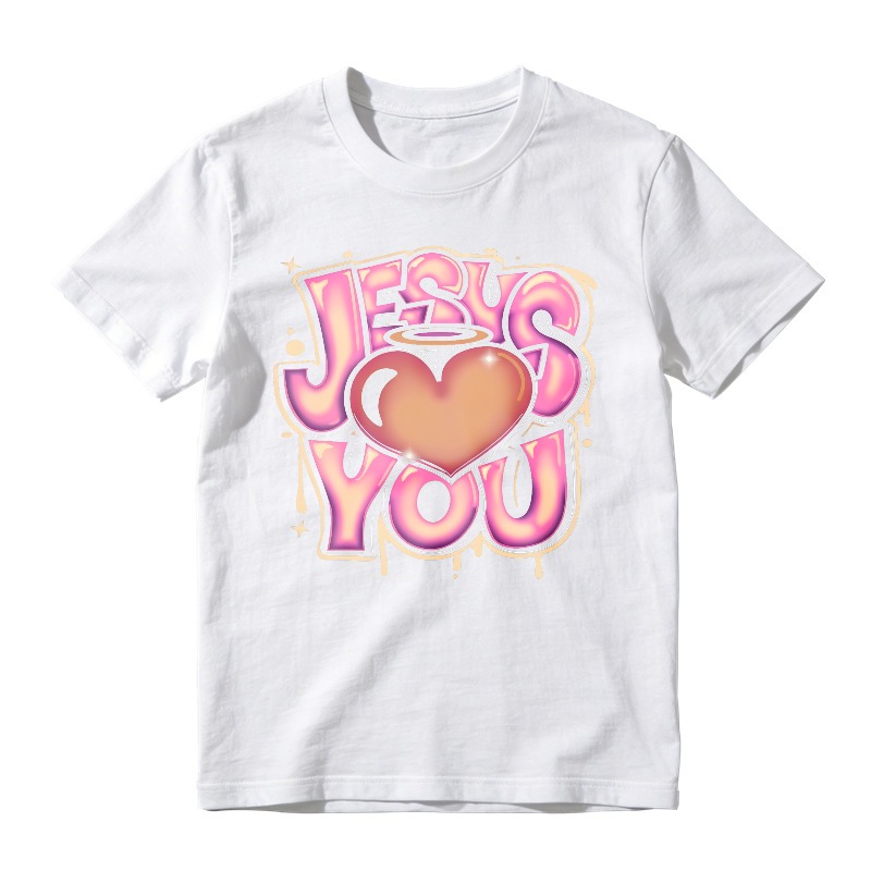 Jesus Loves You Heart Halo Graffiti Art Unisex Classic T-shirt