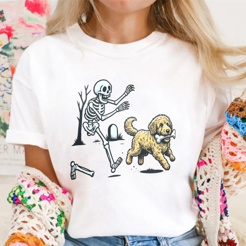 Skeleton Running From Dog With Bone Unisex Classic T-shirt