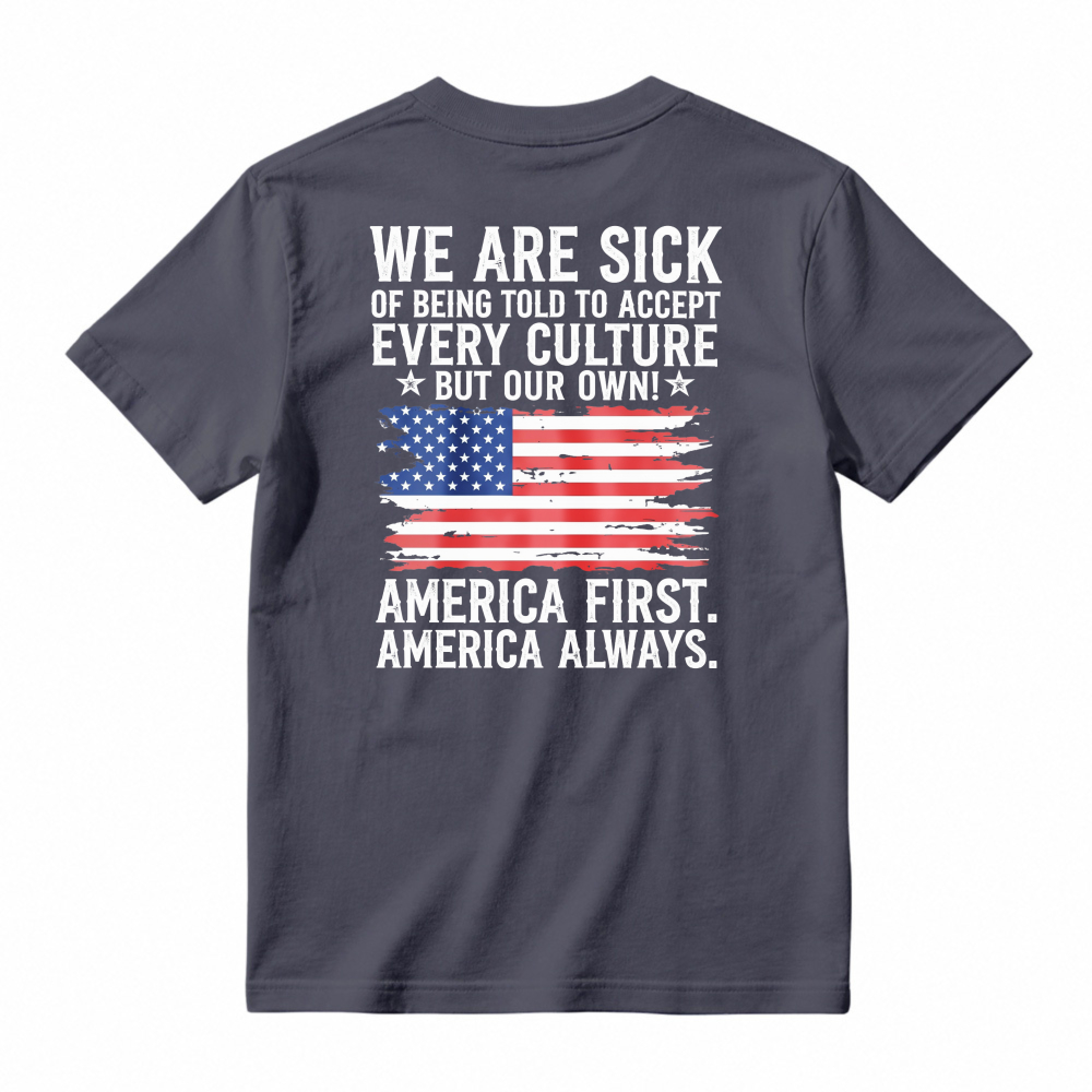 America First America Always Patriotic Flag Graphic T-shirt