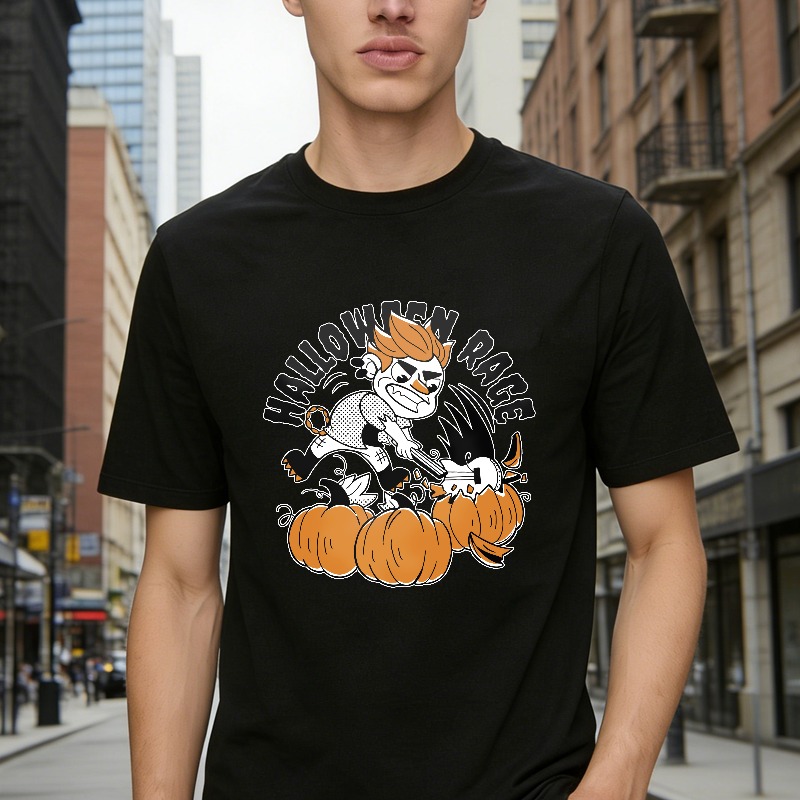 Halloween Race Skeleton Riding Pumpkins Unisex Classic T-shirt
