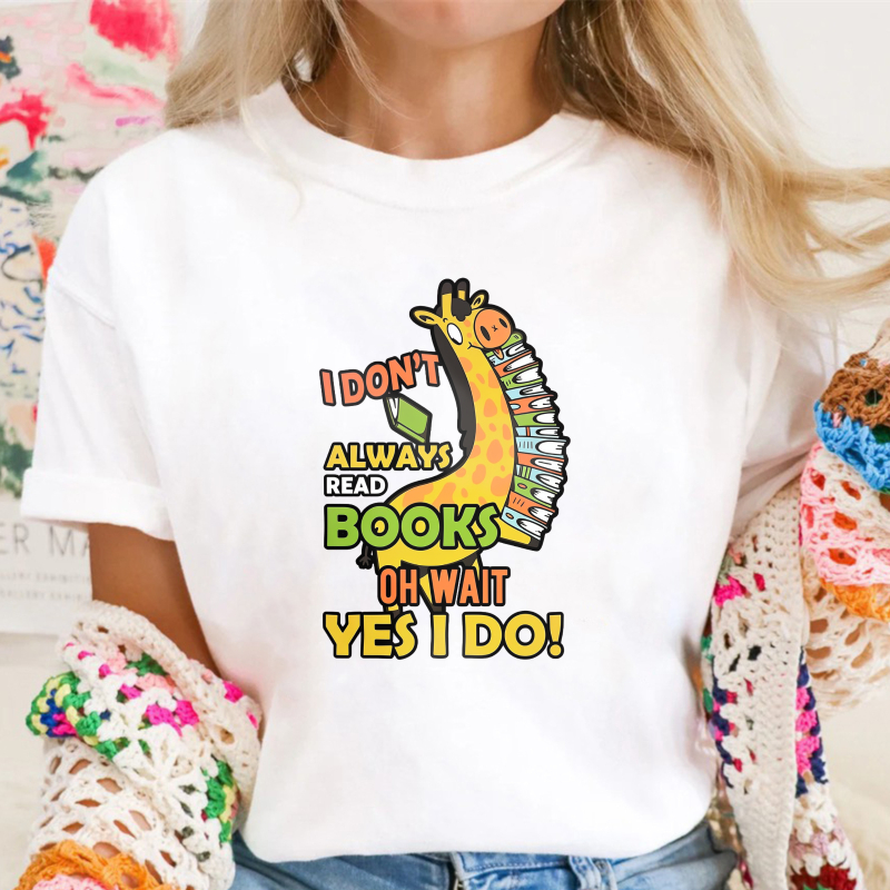 Funny Giraffe Reading Books Quote, I Don't Always Read Books Oh Wait Yes I Do, Unisex Classic T-shirt