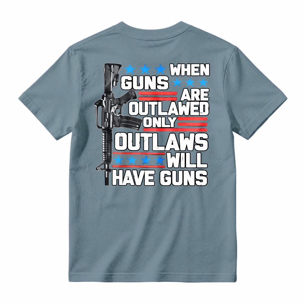 When Guns Are Outlawed Only Outlaws Will Have Guns Rifle Stars Stripes Graphic T-shirt