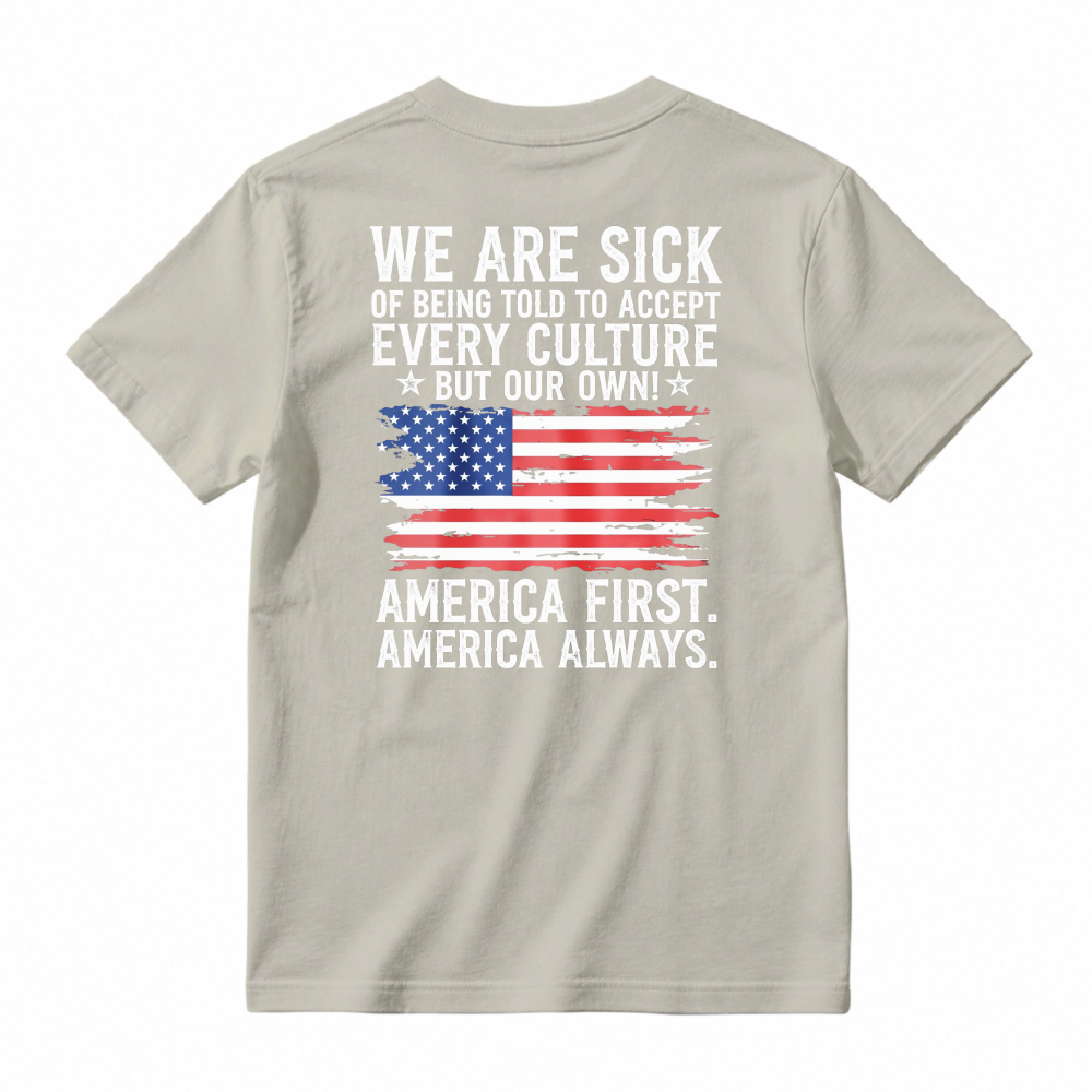 America First America Always Patriotic Flag Graphic T-shirt