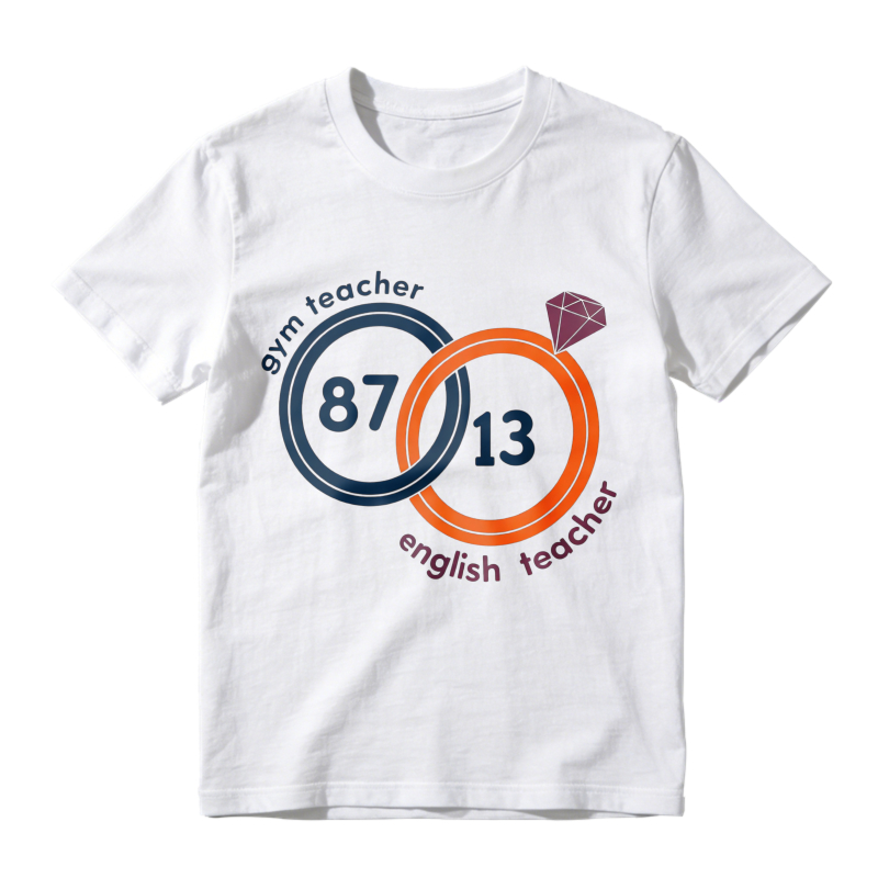 Gym Teacher And English Teacher Interlocking Rings With Numbers 87 And 13 And Purple Gem Unisex Classic T-shirt
