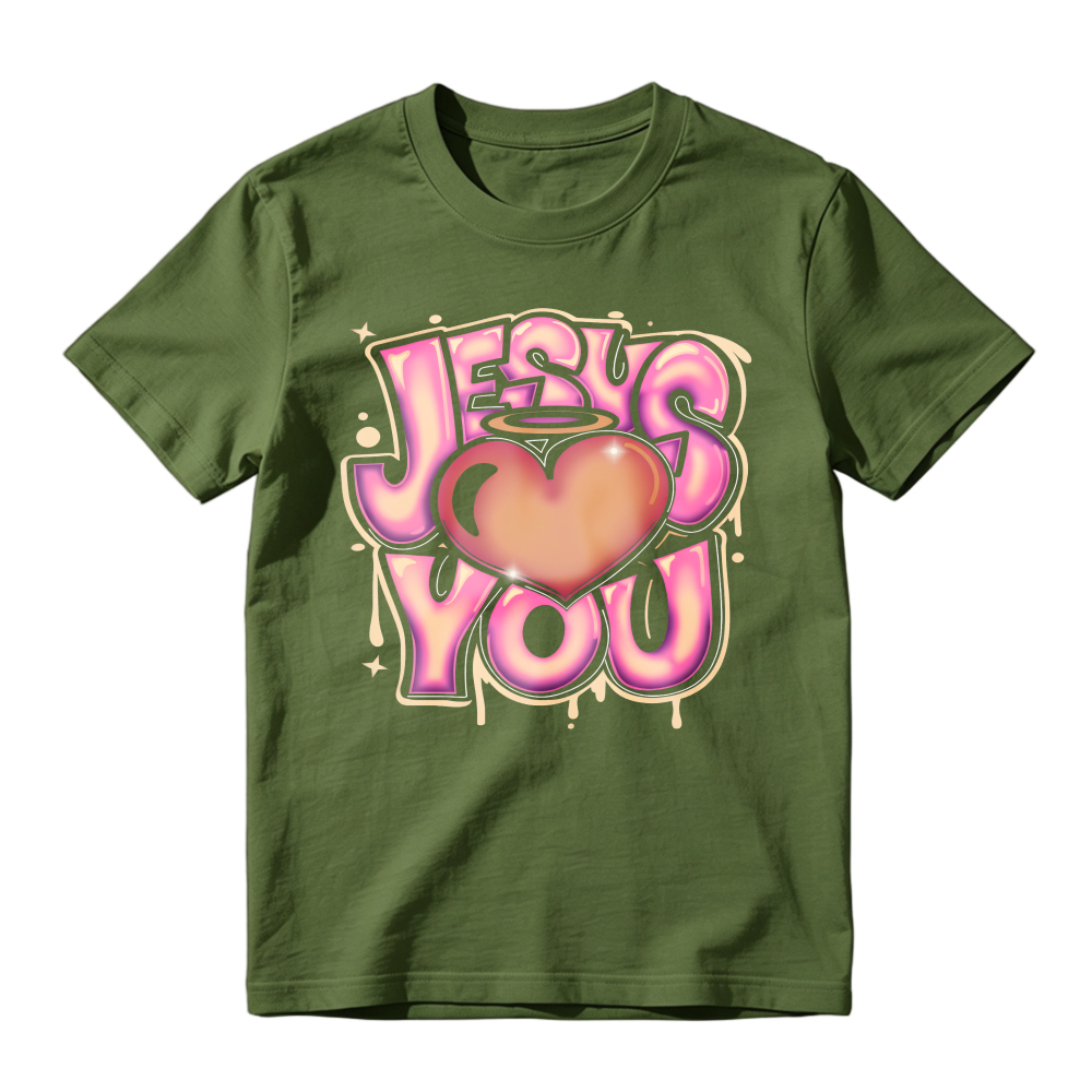 Jesus Loves You Heart Halo Graffiti Art Unisex Classic T-shirt