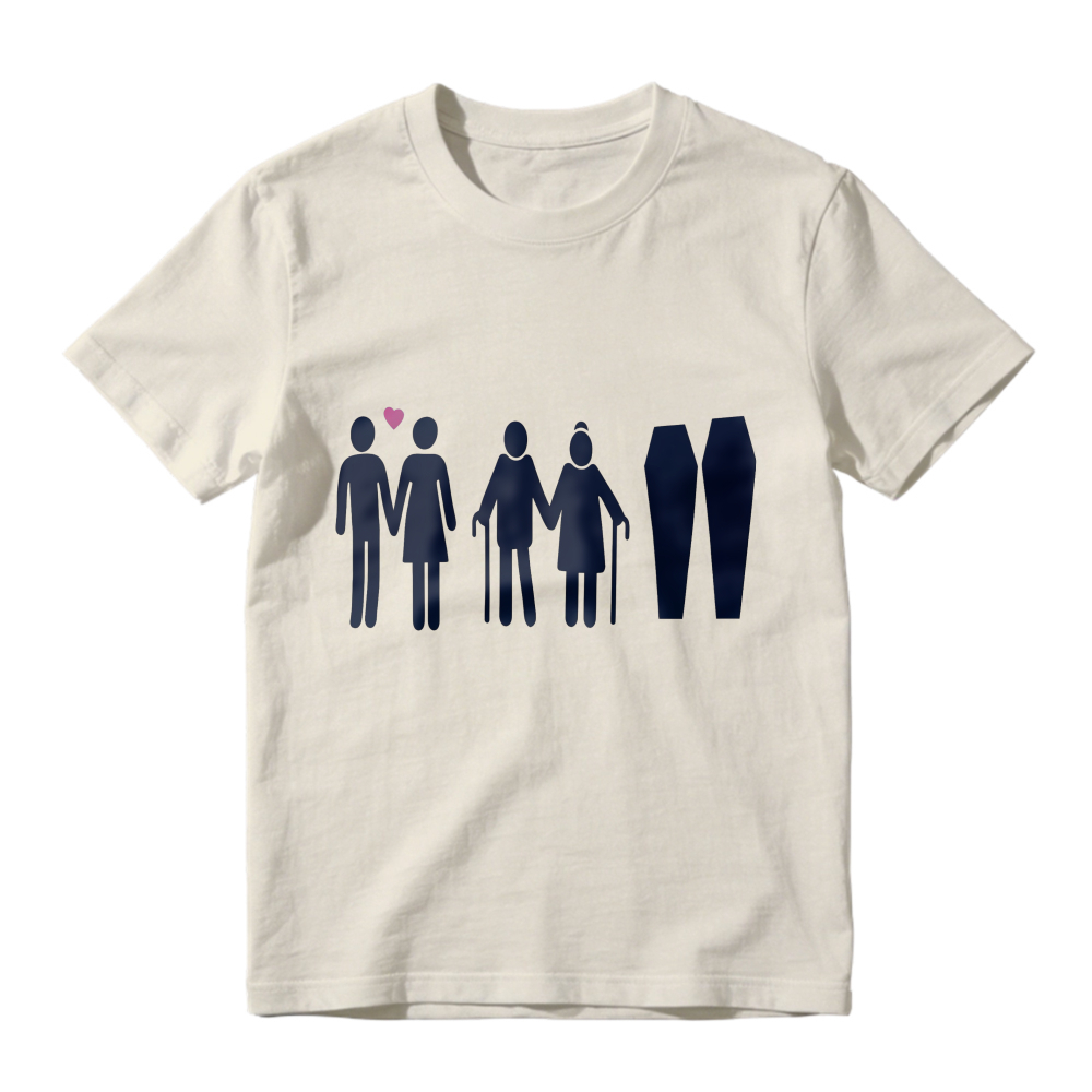 Couple Life Cycle From Young Love To Old Age And Coffins Unisex Classic T-shirt