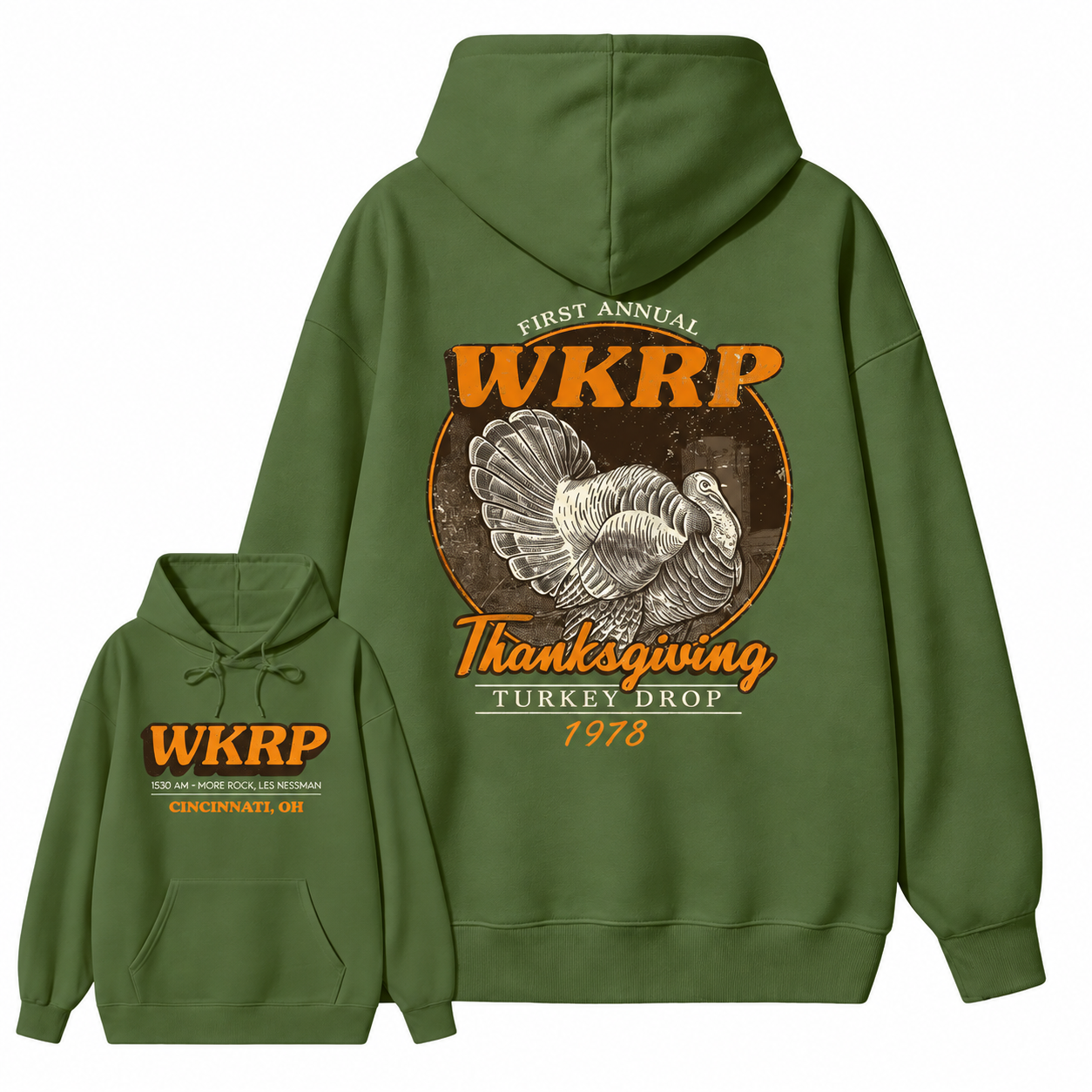 First Annual Wkrp Turkey Drop Two Sides T-shirt, Thanksgiving Wkrp Vintage Tee, Graphic Streetwear  hoodie