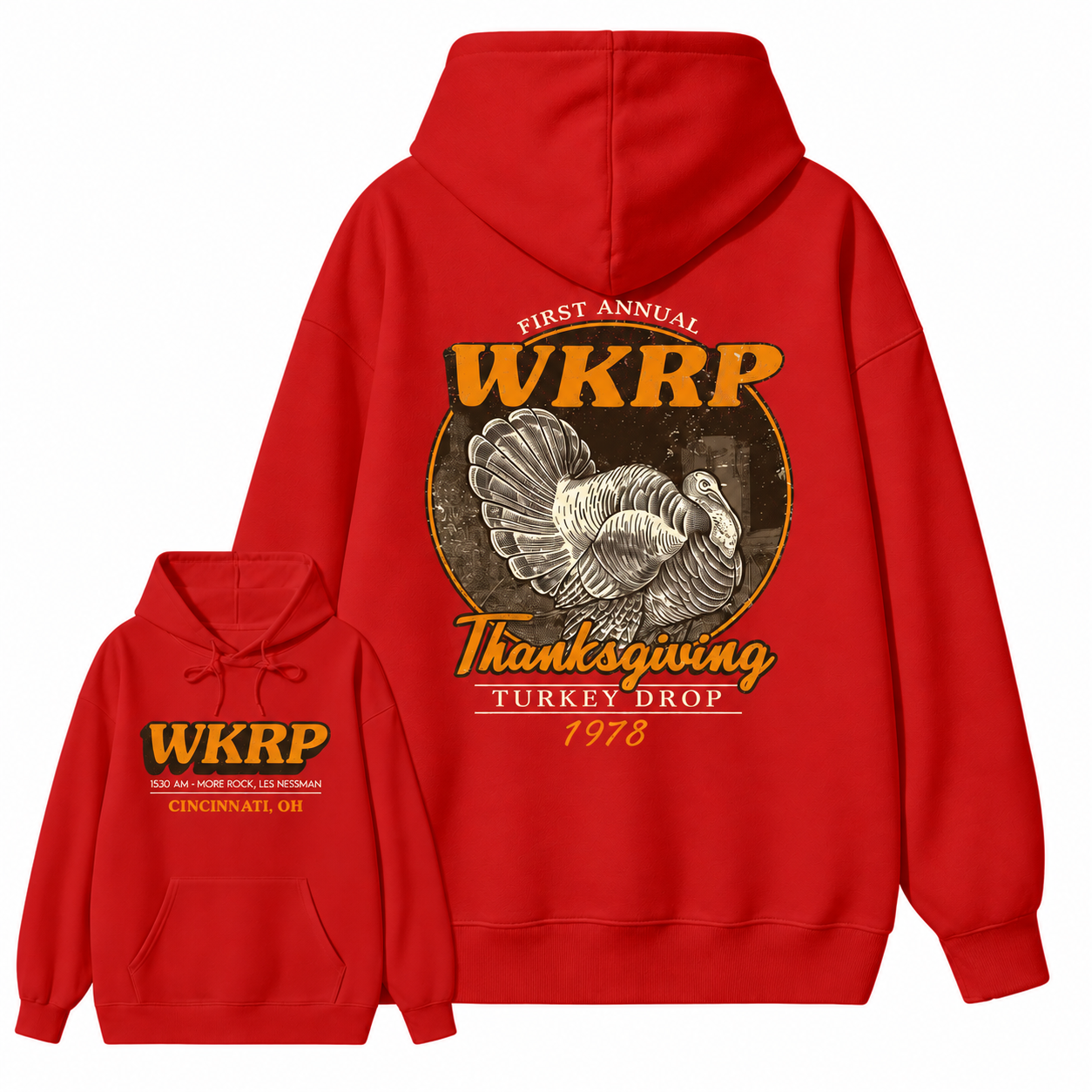 First Annual Wkrp Turkey Drop Two Sides T-shirt, Thanksgiving Wkrp Vintage Tee, Graphic Streetwear  hoodie