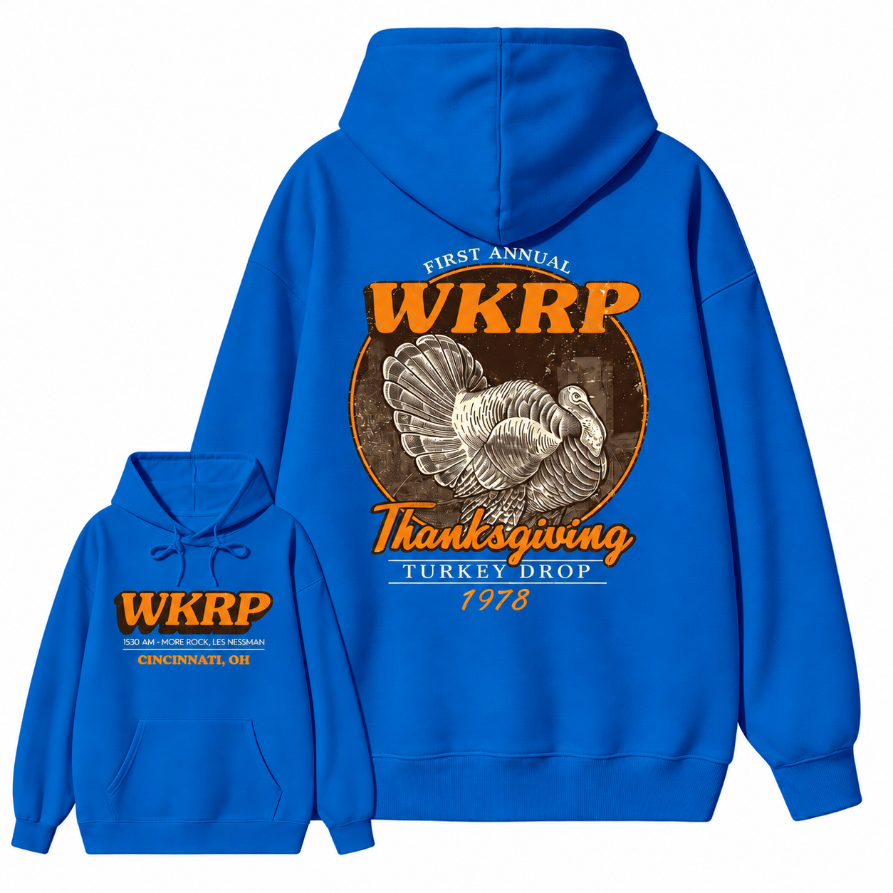First Annual Wkrp Turkey Drop Two Sides T-shirt, Thanksgiving Wkrp Vintage Tee, Graphic Streetwear  hoodie