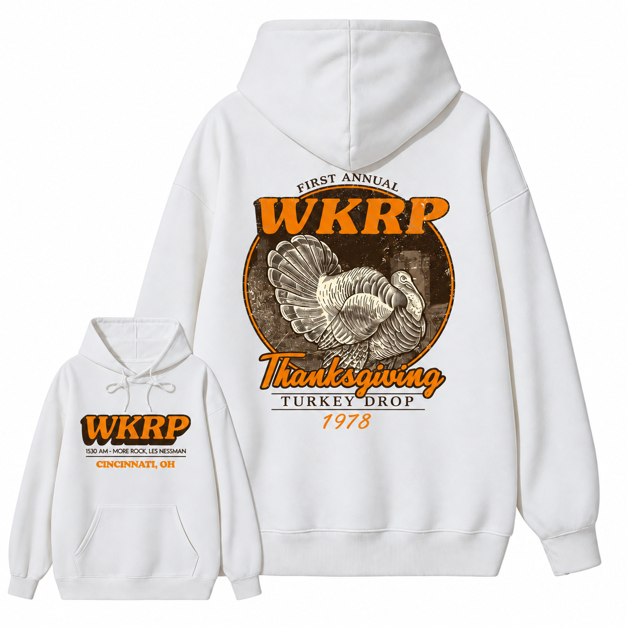 First Annual Wkrp Turkey Drop Two Sides T-shirt, Thanksgiving Wkrp Vintage Tee, Graphic Streetwear  hoodie