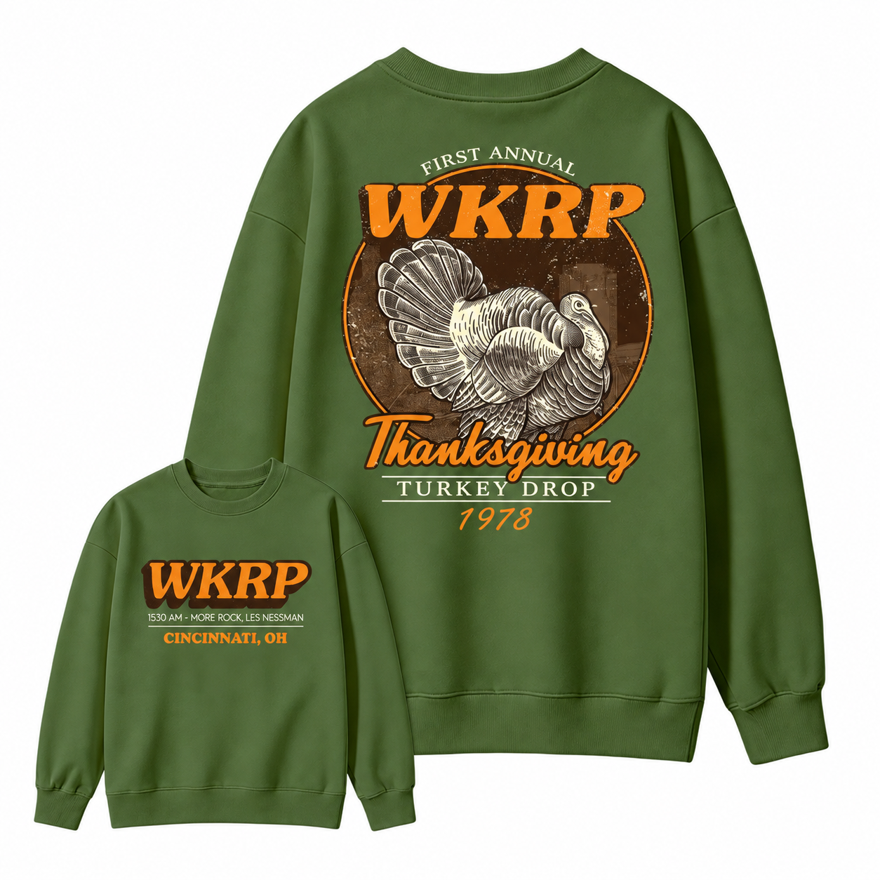 First Annual Wkrp Turkey Drop Two Sides T-shirt, Thanksgiving Wkrp Vintage Tee, Graphic Streetwear  Sweatshirt