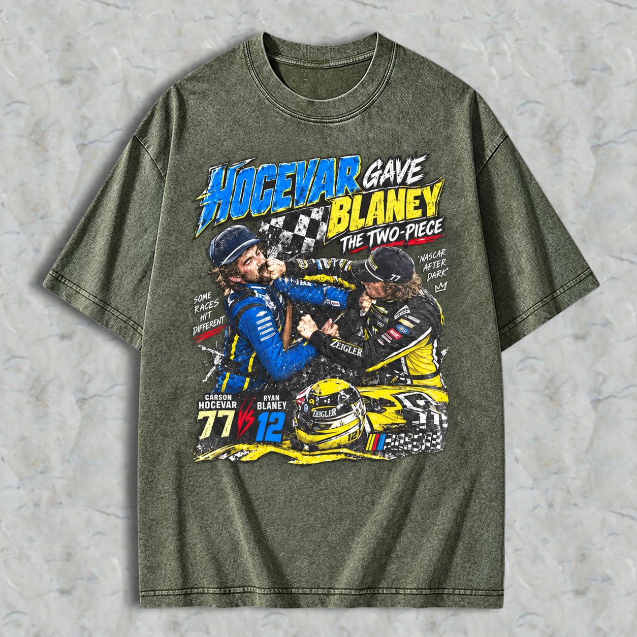Ryan Blaney vs Carson Hocevar Shirt, Carson Hocevar Ryan Blaney Fight Sweatshirt, Racing Graphic Washed T-shirt