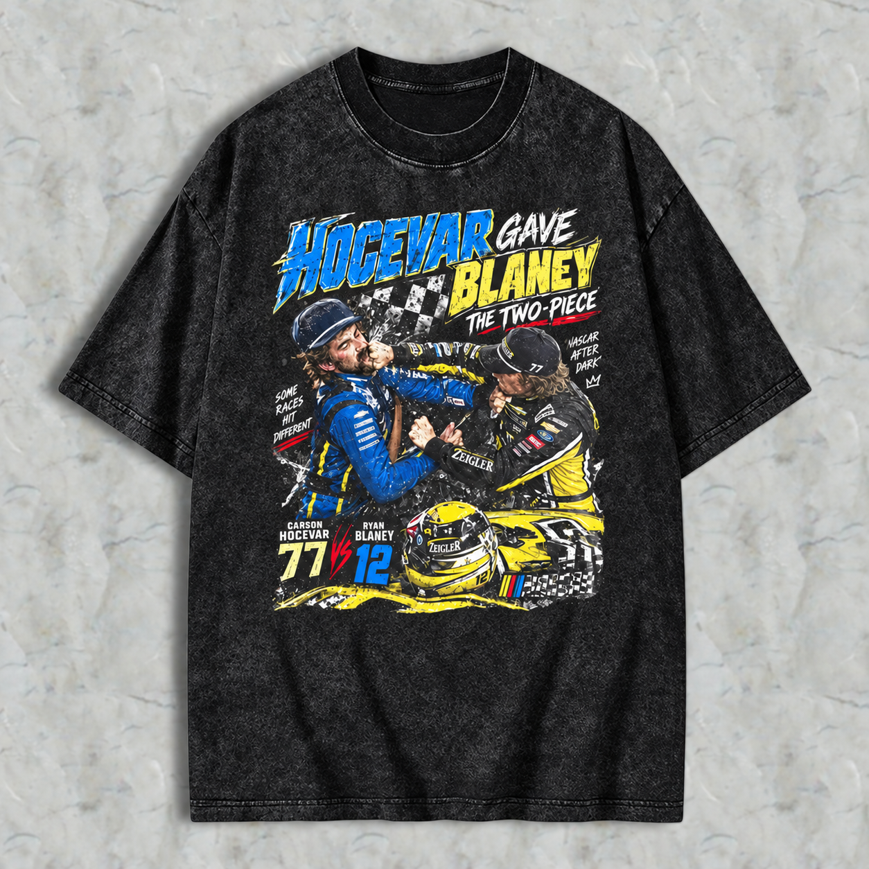 Ryan Blaney vs Carson Hocevar Shirt, Carson Hocevar Ryan Blaney Fight Sweatshirt, Racing Graphic Washed T-shirt