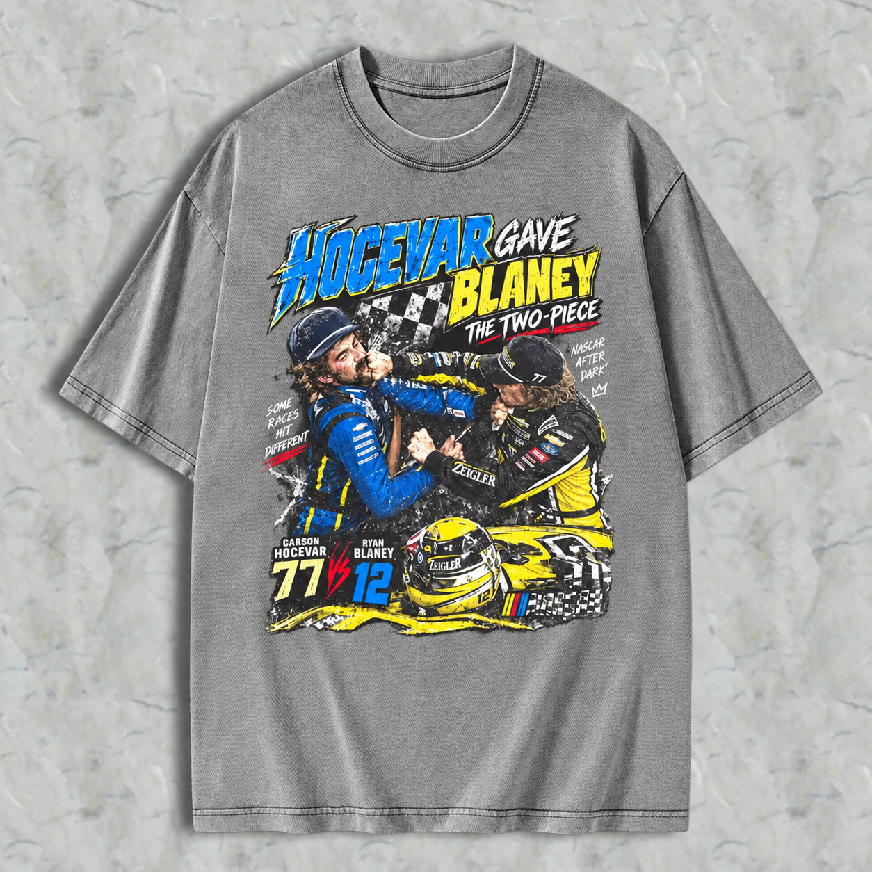 Ryan Blaney vs Carson Hocevar Shirt, Carson Hocevar Ryan Blaney Fight Sweatshirt, Racing Graphic Washed T-shirt