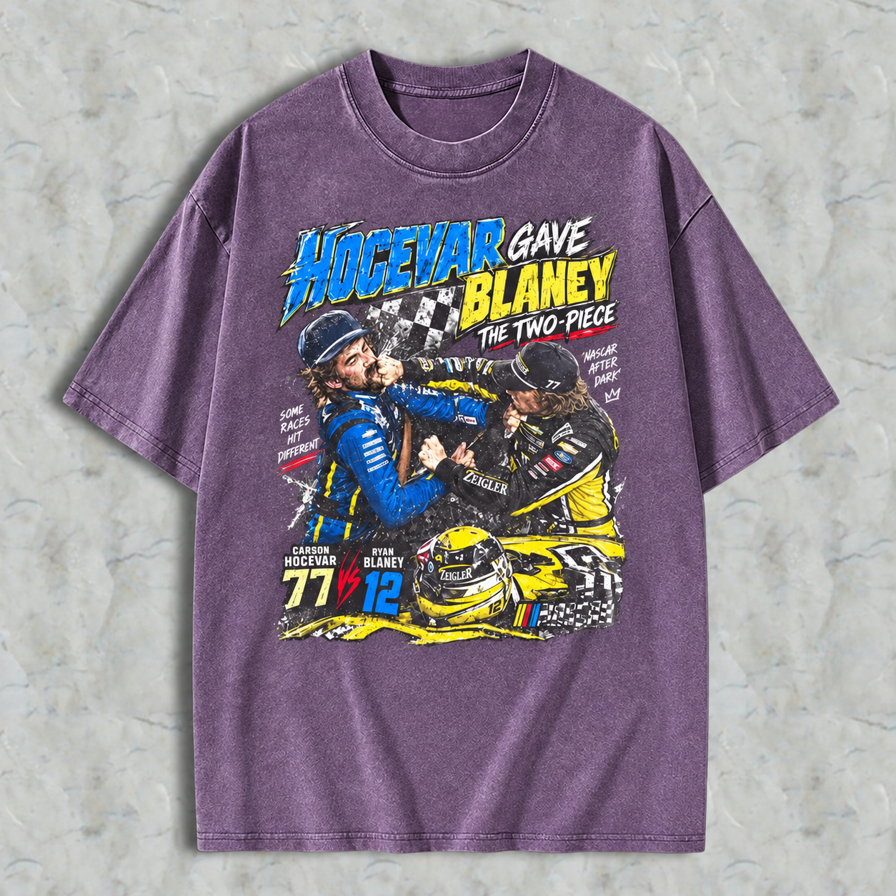 Ryan Blaney vs Carson Hocevar Shirt, Carson Hocevar Ryan Blaney Fight Sweatshirt, Racing Graphic Washed T-shirt