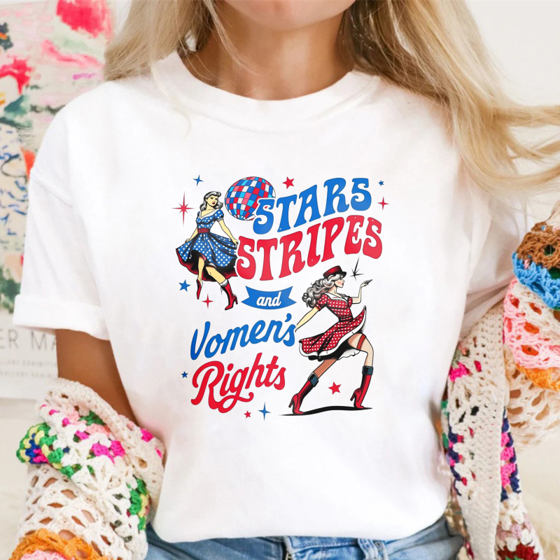 Stars Stripes And Womens Rights Vintage Retro Patriotic Feminist Graphic Unisex Classic T-shirt