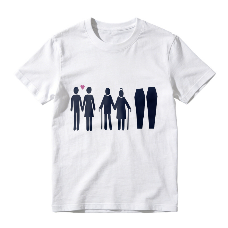 Couple Life Cycle From Young Love To Old Age And Coffins Unisex Classic T-shirt