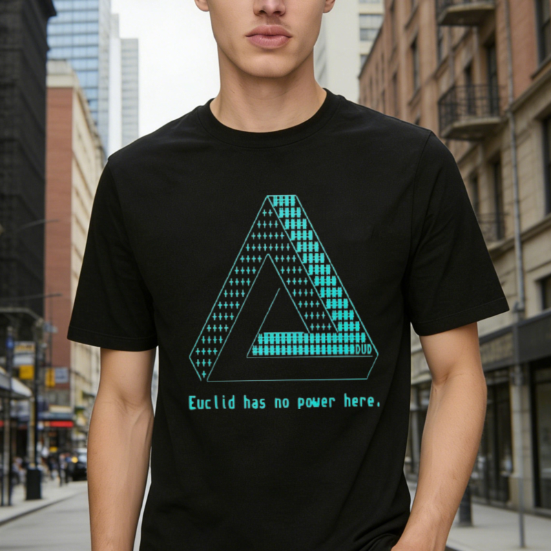 Impossible Triangle Geometry Pattern Euclid Has No Power Here Quote Graphic T-shirt