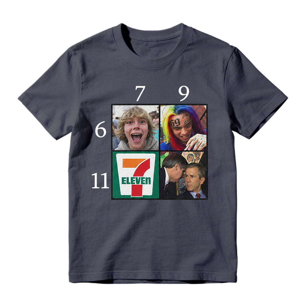 Funny 6 7 9 11 Meme Grid George Bush & 6ix9ine Graphic Tee