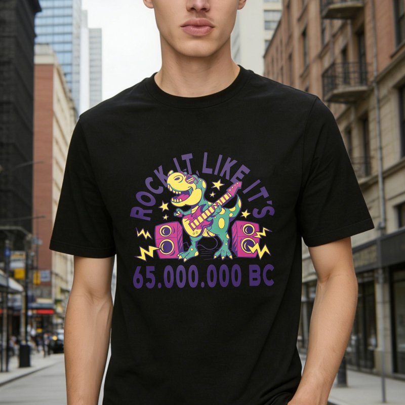 Rock It Like Its 65000000 Bc Funny Dinosaur Playing Guitar Retro Vintage Unisex Classic T-shirt