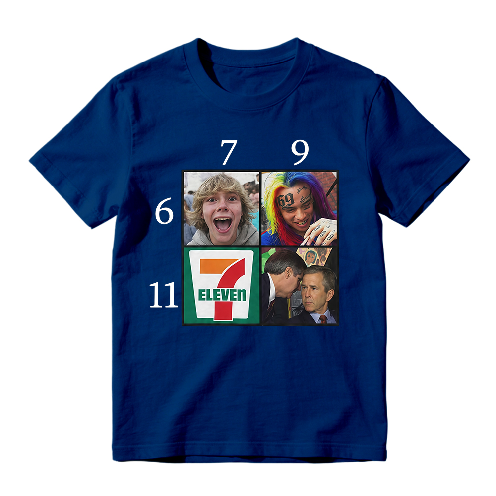 Funny 6 7 9 11 Meme Grid George Bush & 6ix9ine Graphic Tee