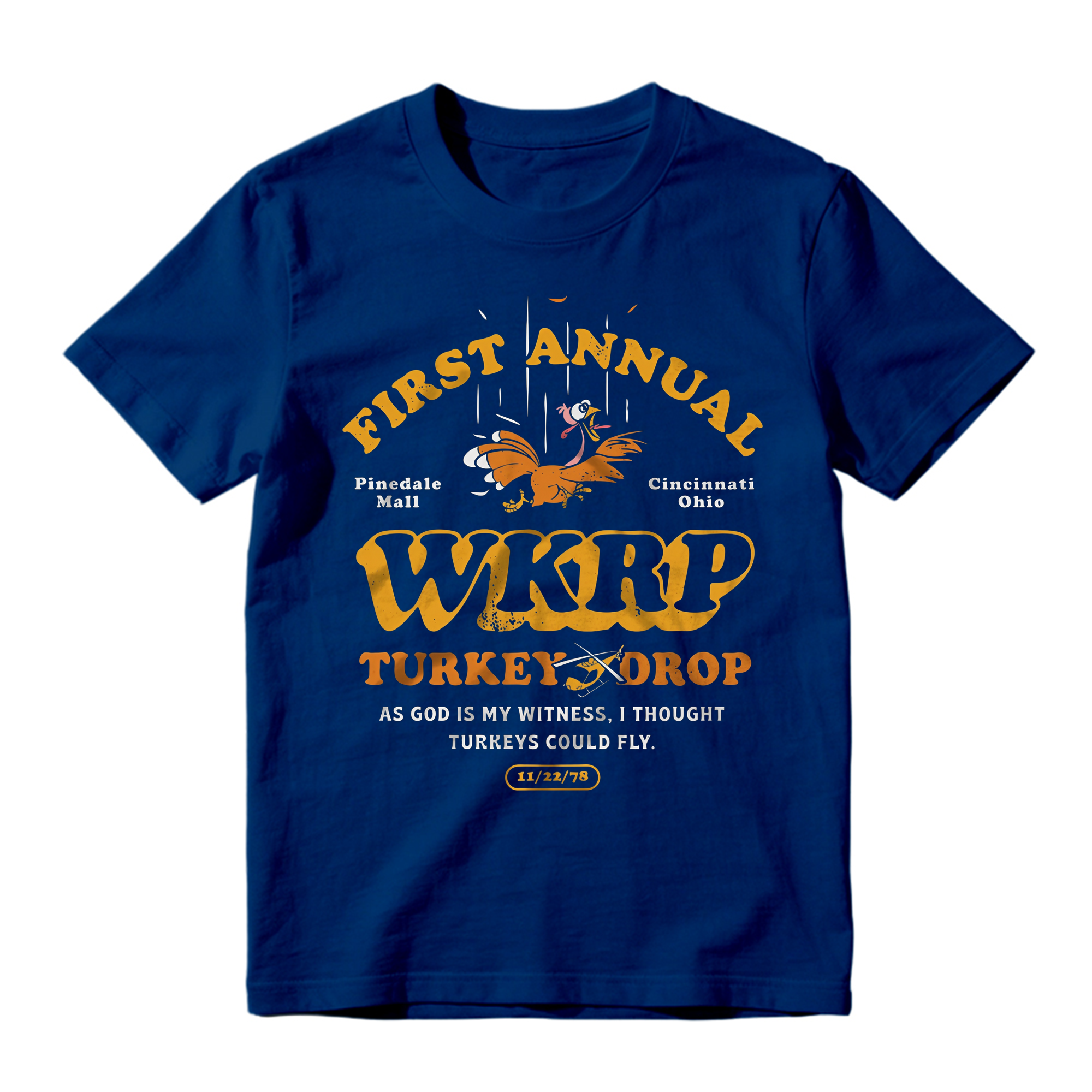 First Annual WKRP Turkey Drop T-Shirt Vintage Funny Thanksgiving Comedy Graphic Tee