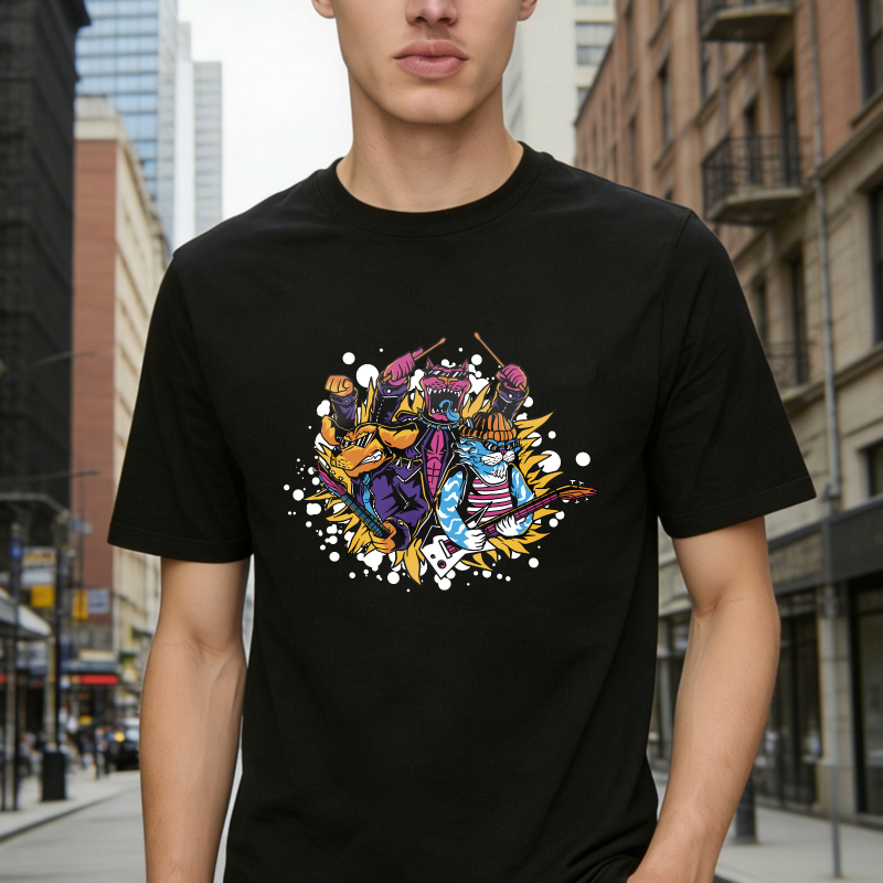 Cartoon Animal Band Music Performance Graphic Unisex Classic T Shirt