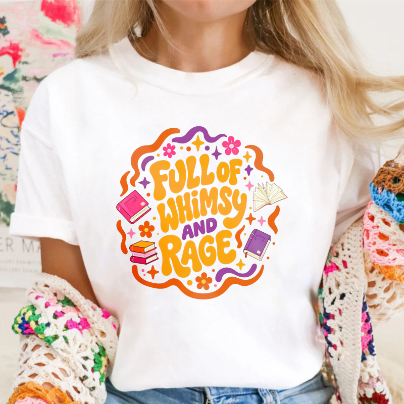 Full Of Whimsy And Rage, Retro Book Lover Graphic, Unisex Classic T-shirt