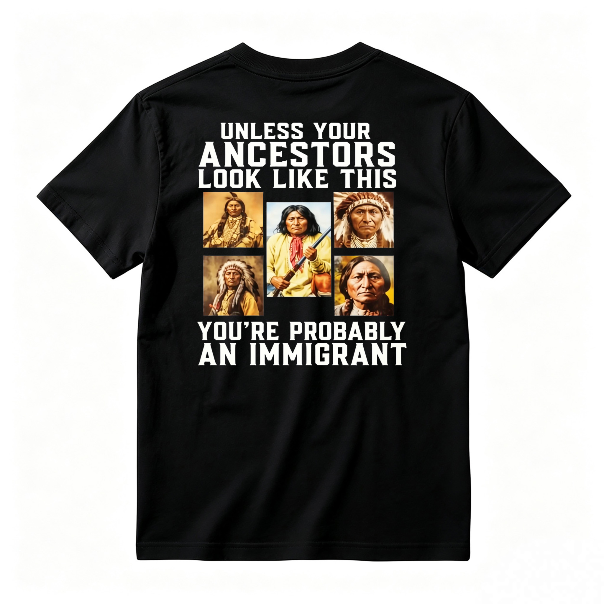 Unless Your Ancestors Look Like This Youre Probably An Immigrant Native American Portrait Graphic T-shirt
