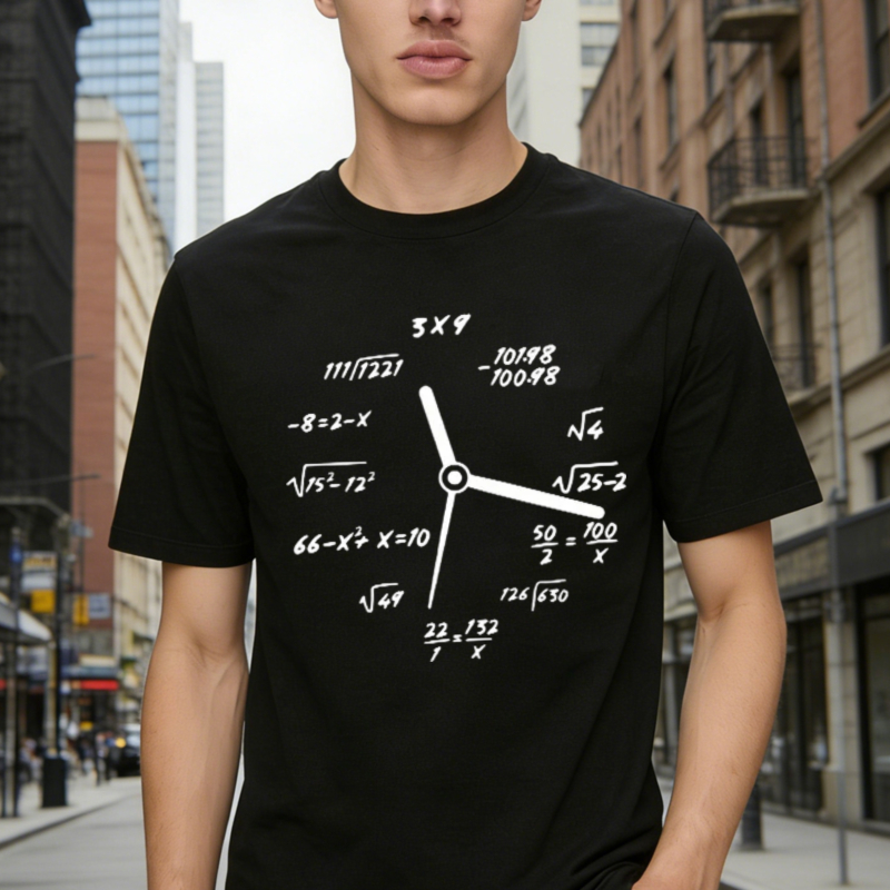 Mathematical Equations And Formulas Clock Face Design Graphic T-shirt