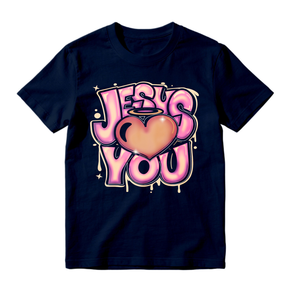 Jesus Loves You Heart Halo Graffiti Art Unisex Classic T-shirt