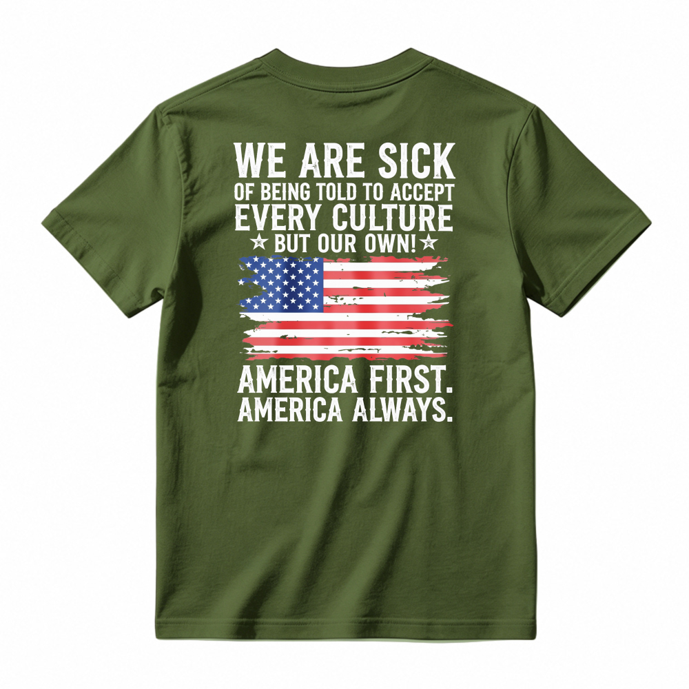 America First America Always Patriotic Flag Graphic T-shirt