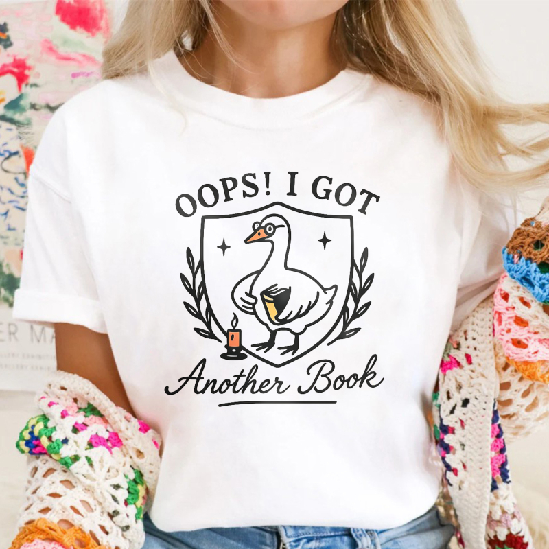 Oops I Got Another Book, Reading Lover Duck Illustration, Unisex Classic T-shirt