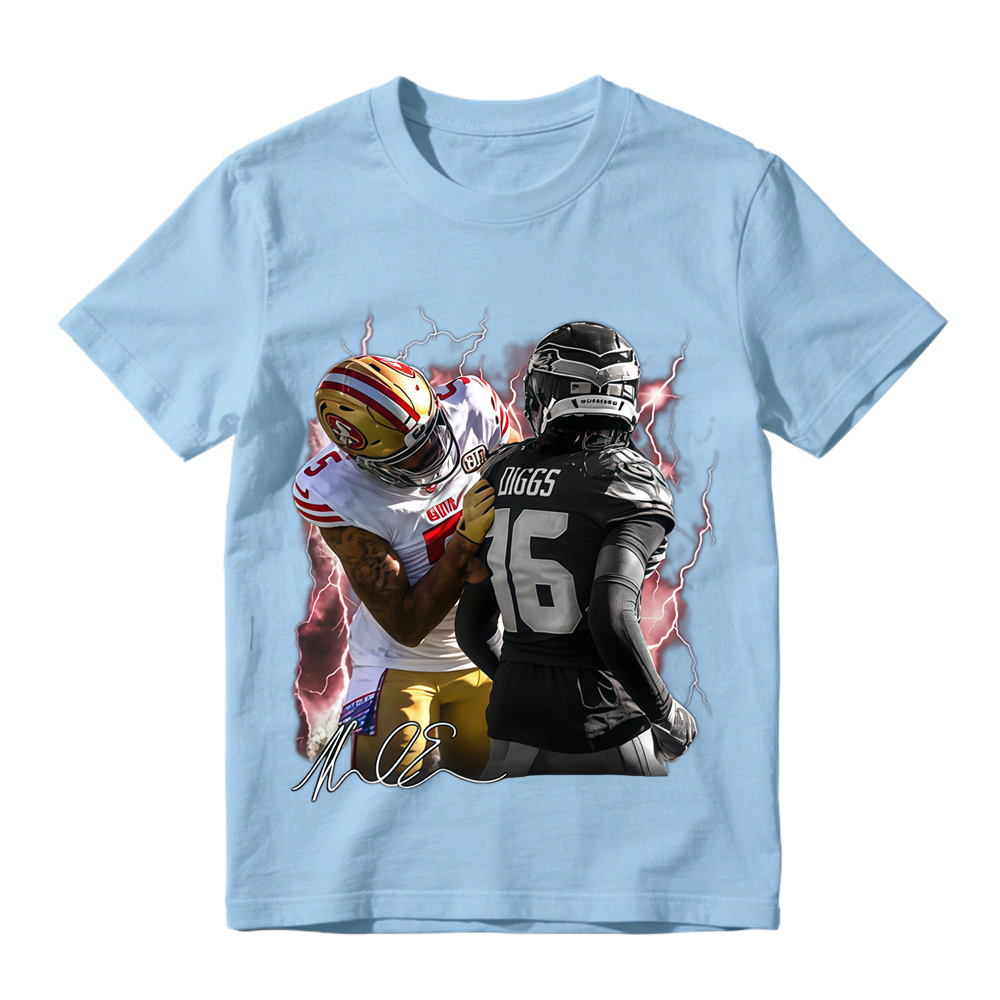 Football Player Autograph Lightning Graphic T-Shirt