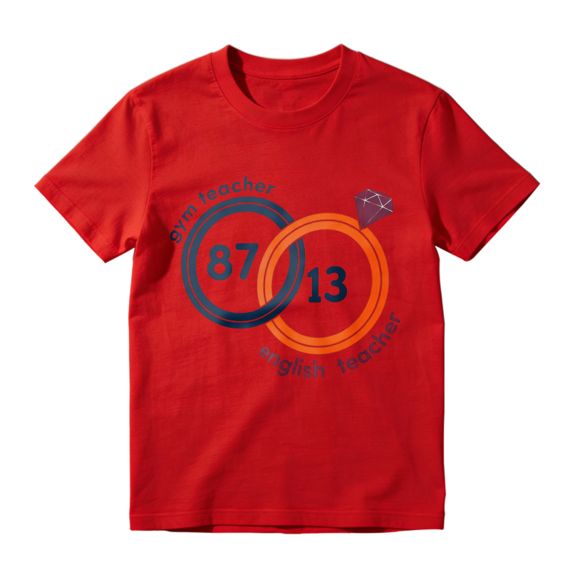 Gym Teacher And English Teacher Interlocking Rings With Numbers 87 And 13 And Purple Gem Unisex Classic T-shirt
