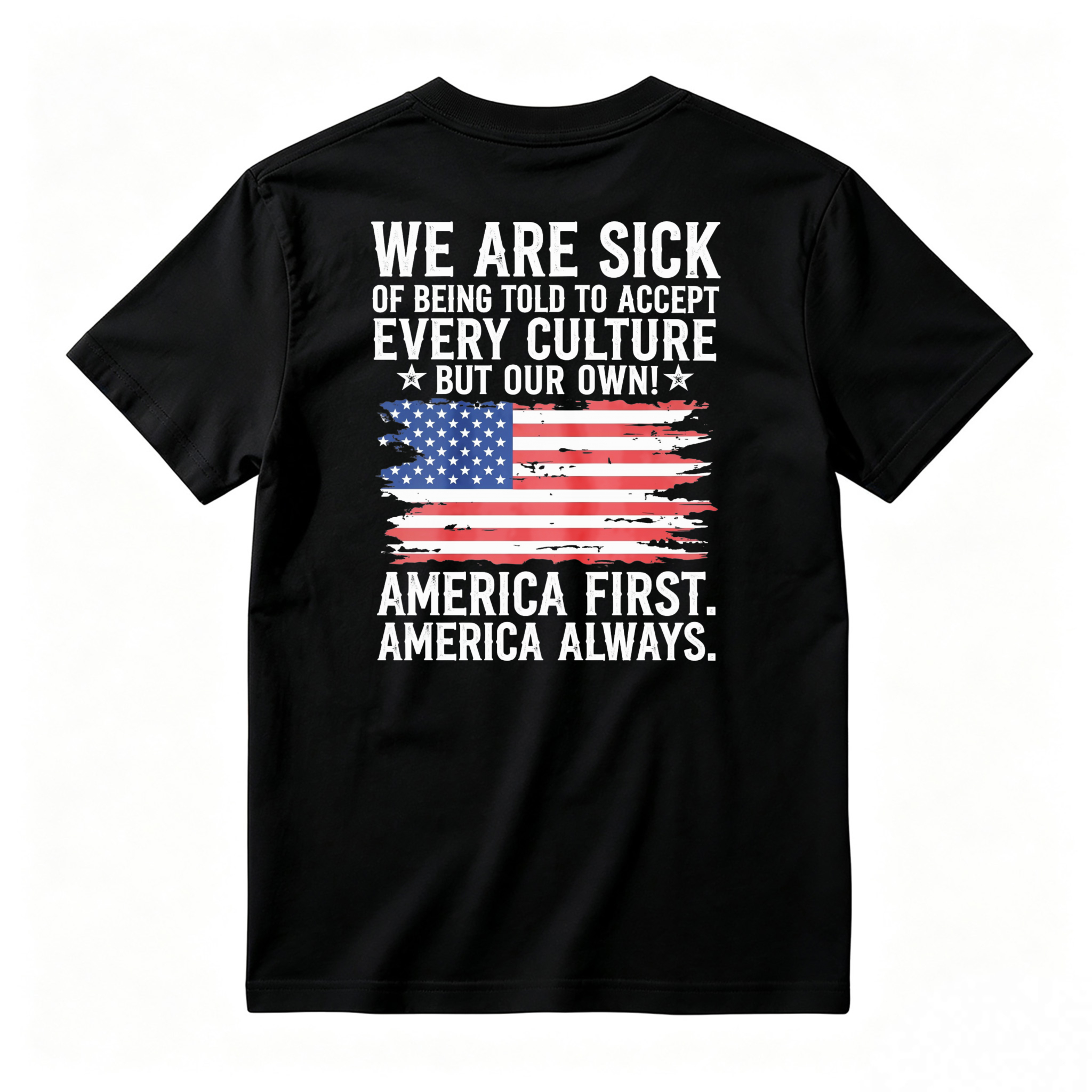 America First America Always Patriotic Flag Graphic T-shirt